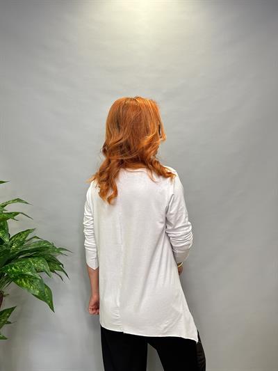 MNS 5060 LİKRALI VİSKON PENYE ASİMETRİK BLUZ 42 BEDENE KADAR UYUMLUDUR BEYAZ