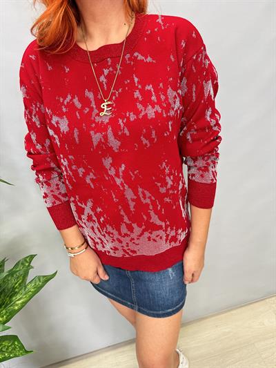 MNS 5063 SİM DETAY TOK TRİKO BLUZ 40 BEDENE KADAR UYUMLU KIRMIZI