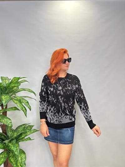 MNS 5063 SİM DETAY TOK TRİKO BLUZ 40 BEDENE KADAR UYUMLU SİYAH 