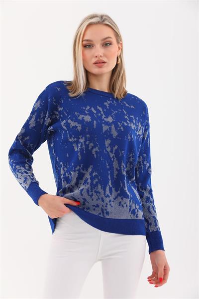 MNS 5063 SİM DETAY TOK TRİKO BLUZ 40 BEDENE KADAR UYUMLU SAKS