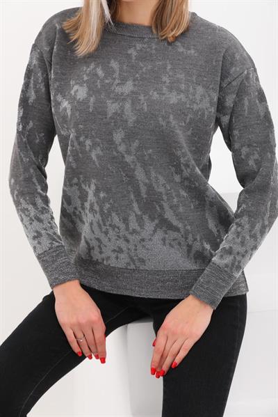 MNS 5063 SİM DETAY TOK TRİKO BLUZ 40 BEDENE KADAR UYUMLU GRİ 