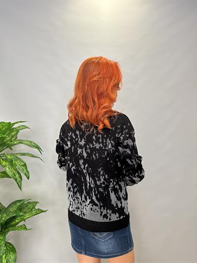 MNS 5063 SİM DETAY TOK TRİKO BLUZ 40 BEDENE KADAR UYUMLU SİYAH 