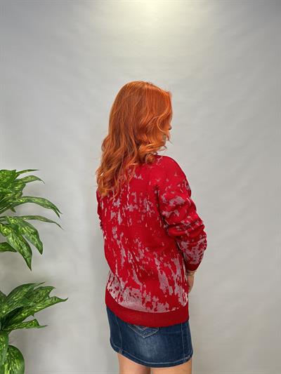 MNS 5063 SİM DETAY TOK TRİKO BLUZ 40 BEDENE KADAR UYUMLU KIRMIZI