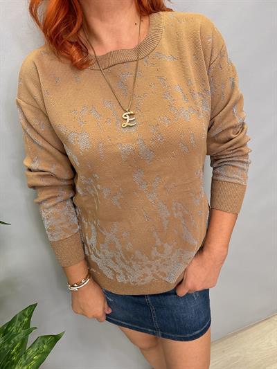 MNS 5063 SİM DETAY TOK TRİKO BLUZ 40 BEDENE KADAR UYUMLU VİZON