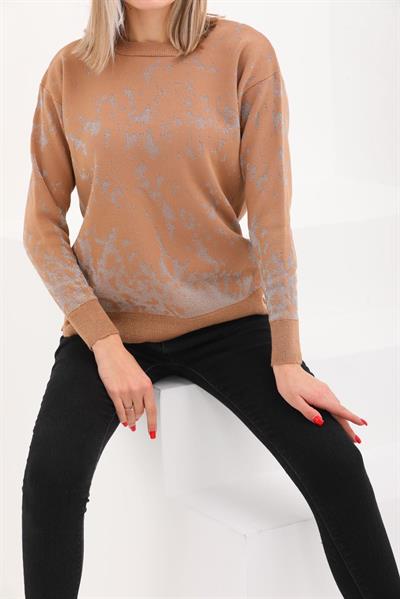 MNS 5063 SİM DETAY TOK TRİKO BLUZ 40 BEDENE KADAR UYUMLU VİZON