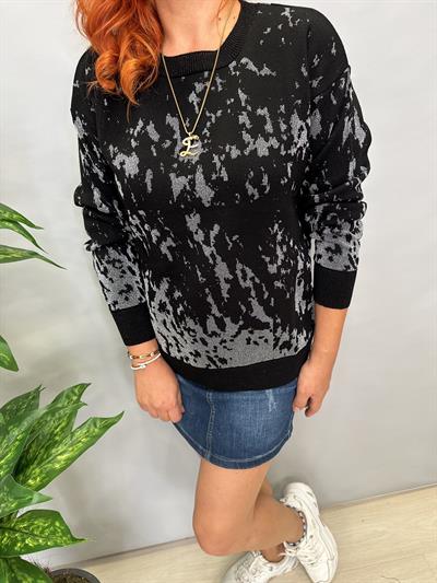 MNS 5063 SİM DETAY TOK TRİKO BLUZ 40 BEDENE KADAR UYUMLU SİYAH 