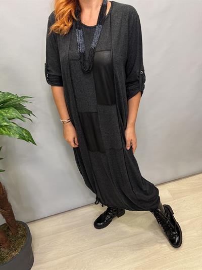 MNS 5063 TASARIM LİKRALI DERİ DETAY ELBİSE boyum 1.64