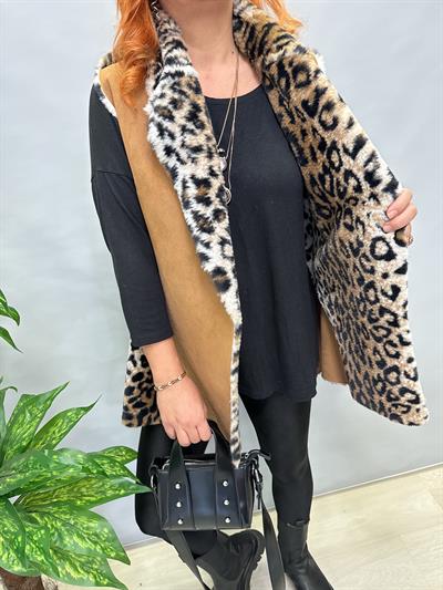 MNS 5075 İTALYAN ÇİFT TARAFLI  NUBUK DETAY KÜRKLÜ YELEK 42 BEDENE KADAR UYUMLU 