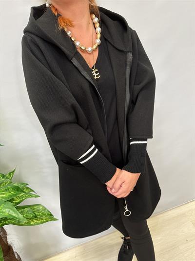 MNS 5078 İTALYAN KOL DETAY KAŞE CEKET 50 BEDENE KADAR UYUMLUDUR SİYAH