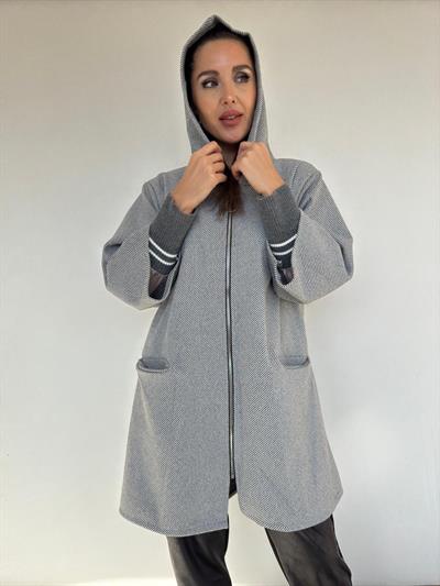 MNS 5078 İTALYAN KOL DETAY KAŞE CEKET 50 BEDENE KADAR UYUMLUDUR GRİ