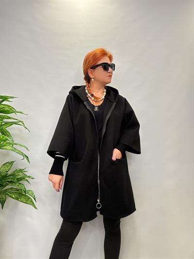 MNS 5078 İTALYAN KOL DETAY KAŞE CEKET 50 BEDENE KADAR UYUMLUDUR SİYAH