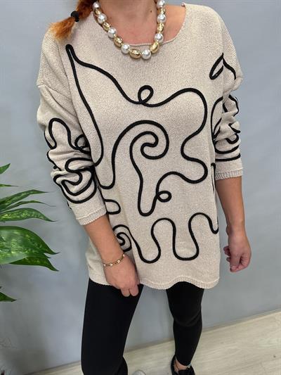 MNS 5079  KABARTMA  DETAY TRİKO BLUZ VİZON 44 BEDENE KADAR UYUMLUDUR 