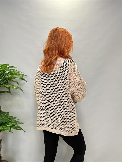 MNS 5083 İTALYAN YILDIZ DETAY FİLE BLUZ 46 BEDENE KADAR UYUMLUDUR TAŞ