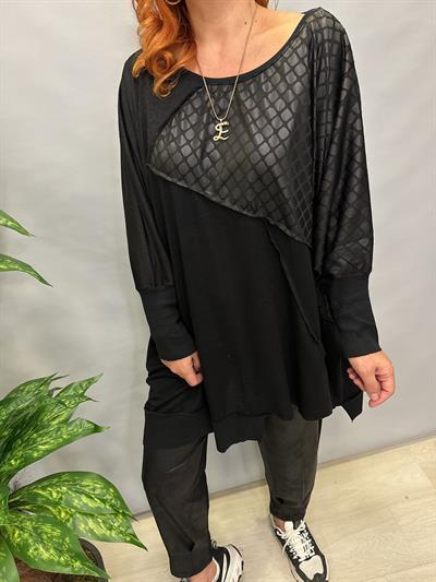 MNS 5085 DERİ DETAY TASARIM TRİKO BLUZ 50 BEDENE KADAR UYUMLUDUR 