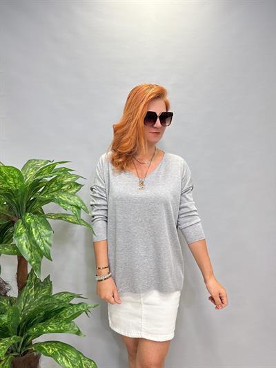 YNY MNS 5353 V YAKA SİMLİ TRİKO GRİ 