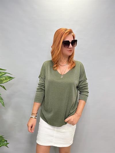 YNY MNS 5353 V YAKA SİMLİ TRİKO YEŞİL