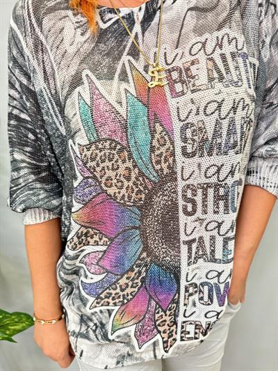 MNS 5475 İTALYAN ÇİÇEK DESEN TRİKO GRİ