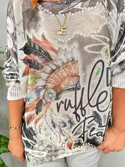 MNS 558 İTALYAN KIZILDERİ DESEN TRİKO GRİ