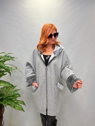 MNS 5859 İTALYAN KÜRK KAŞE KABAN GRİ 44_52 BEDEN ARASI UYGUNDUR