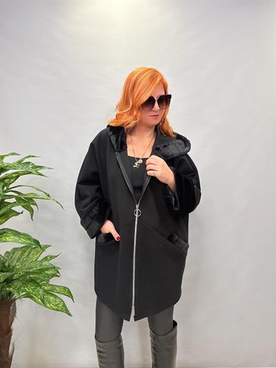 MNS 5859 İTALYAN KÜRK KAŞE KABAN SİYAH 44_52 BEDEN ARASI UYGUNDUR