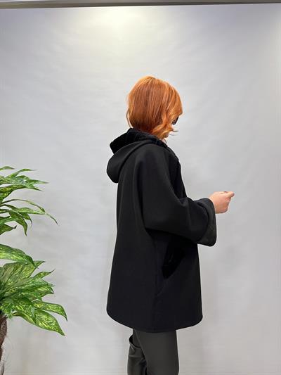 MNS 5859 İTALYAN KÜRK KAŞE KABAN SİYAH 44_52 BEDEN ARASI UYGUNDUR