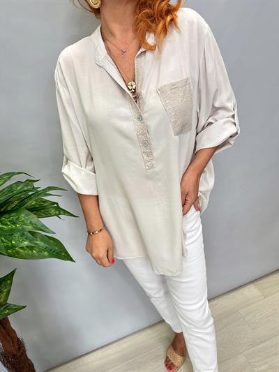 MNS 5910  İTALYAN  PAYET  DETAY  BLUZ  46 BEDENE KADAR UYUMLU  TAŞ