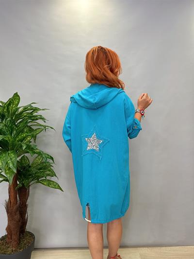 MNS  6060  YILDIZ DETAY PAMUKLU CEKET MAVİ  HER BEDENE UYUMLUDUR 