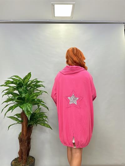 MNS  6060  YILDIZ DETAY PAMUKLU CEKET PEMBE  HER BEDENE UYUMLUDUR 