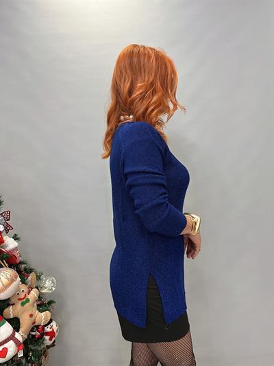 DVL MNS 6579 V YAKA SİMLİ TRİKO MAVİ