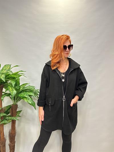 MNS 7070 CEP DETAY KAŞE CEKET SİYAH 50 BEDENE KADAR UYGUN