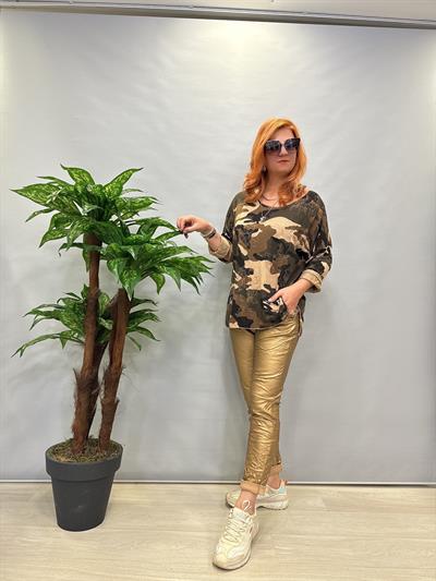 MNS 7212 İTALYAN YARI PARLAK DERİ PANTOLON GOLD