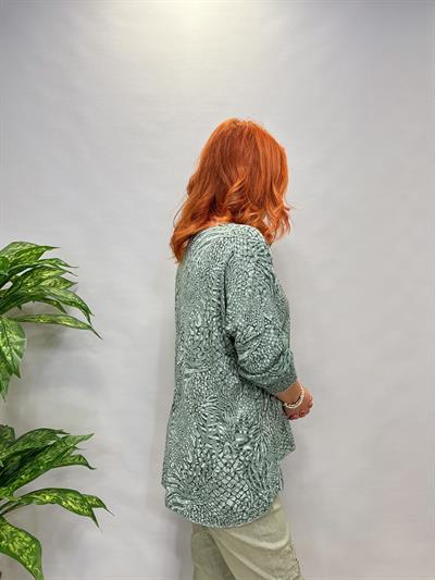 MNS 7575 İTALYAN KENDİNDEN VARAKLI BLUZ YEŞİL