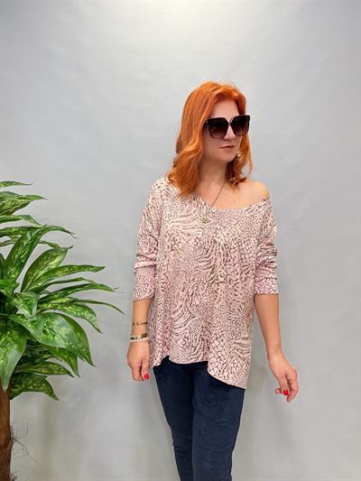 MNS 7575 İTALYAN KENDİNDEN VARAKLI BLUZ PEMBE