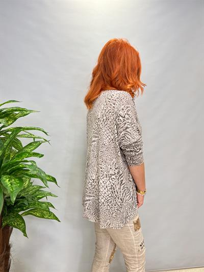 MNS 7576 İTALYAN KENDİNDEN VARAKLI LEOPAR BLUZ TAŞ