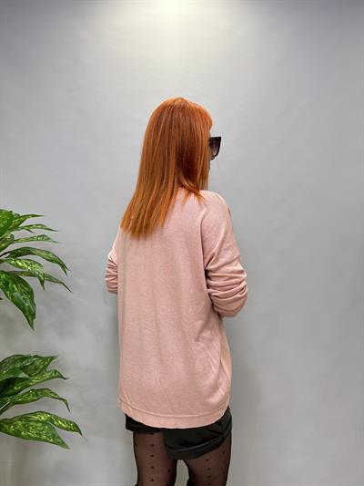 MNS 7616 İTALYAN YILDIZ VARAK DETAY BLUZ PEMBE  44 BEDENE KADAR UYGUNDUR