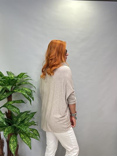 MNS 8499 İTALYAN  LİKRALI  YUMUŞAK   BLUZ(KOLYE DAHİLDİR) 46 BEDENE UYUMLU VİZON