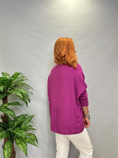 MNS 8499 İTALYAN  LİKRALI  YUMUŞAK   BLUZ(KOLYE DAHİLDİR) 46 BEDENE UYUMLU LEYLAK