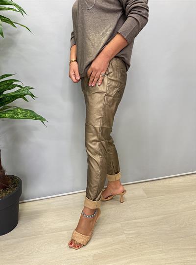 MNS 87714 İTALYAN LİKRALI DERİ PANTOLON 40/46 BEDENE KADAR UYUMLUDUR BRONZ 