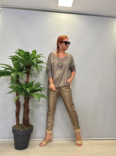 MNS 87714 İTALYAN LİKRALI DERİ PANTOLON 40/46 BEDENE KADAR UYUMLUDUR BRONZ 