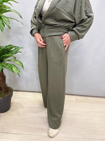 MNS 9516 İTALYAN TAŞ DETAY ULTRA MODAL PANTOLON YEŞİL