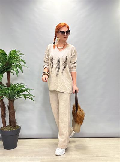 MNS TRİKO PANTOLON(İÇİ ASTARLI) TAŞ (TAKIM DEĞİLDİR)