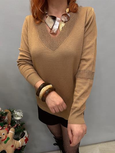 DVL MNS 12787 V YAKA KOL VE YAKA DETAY TRİKO VİZON