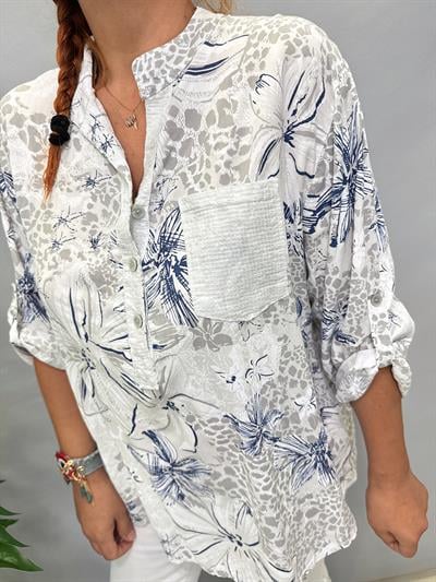 MNS 0055 İTALYAN PAYET DETAY  BLUZ BEYAZ  44 BEDENE KADAR UYGUNDUR