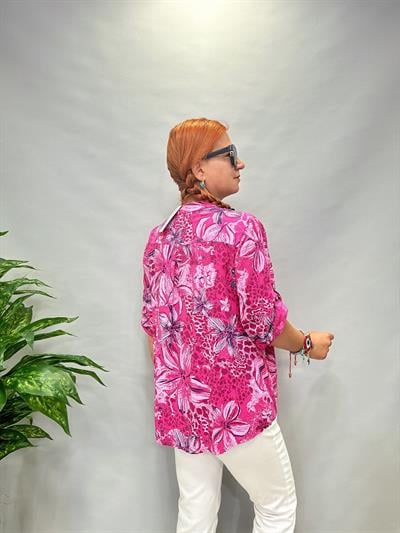 MNS 0055 İTALYAN PAYET DETAY  BLUZ PEMBE  44 BEDENE KADAR UYGUNDUR