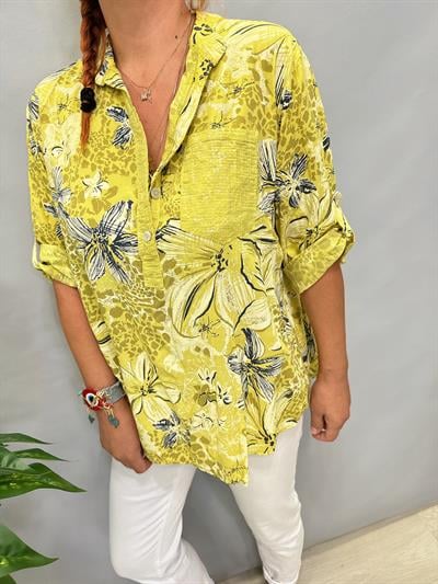 MNS 0055 İTALYAN PAYET DETAY  BLUZ SARI 44 BEDENE KADAR UYGUNDUR