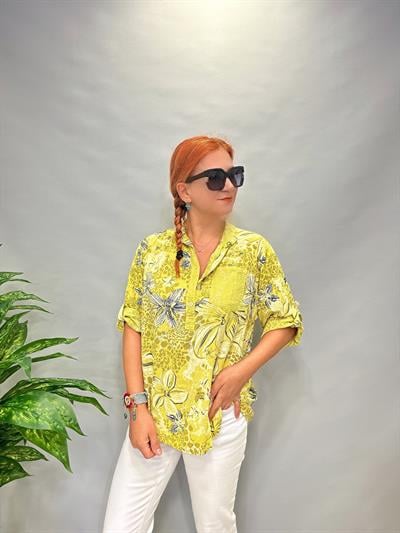 MNS 0055 İTALYAN PAYET DETAY  BLUZ SARI 44 BEDENE KADAR UYGUNDUR