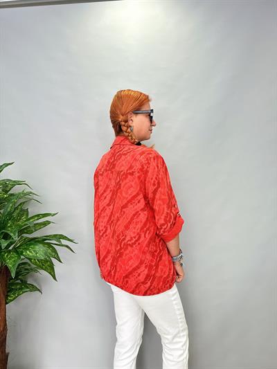 MNS 0056 İTALYAN PAYET DETAY GÖMLEK CEKET KIRMIZI 44 BEDENE KADAR UYGUNDUR