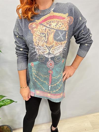 MSN 5067 DİJİTAL BASKI TRİKO BLUZ  KAPLAN  44 BEDENE KADAR UYUMLUDUR 