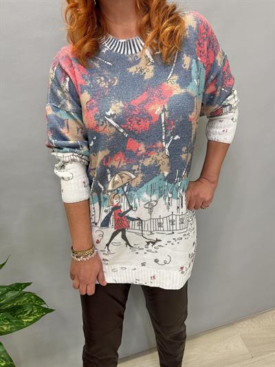 MSN 5067 DİJİTAL BASKI TRİKO BLUZ  KIŞ TEMALI  44 BEDENE KADAR UYUMLUDUR 