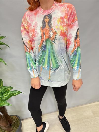 MSN 5067 DİJİTAL BASKI TRİKO BLUZ  PODYUM  44 BEDENE KADAR UYUMLUDUR 